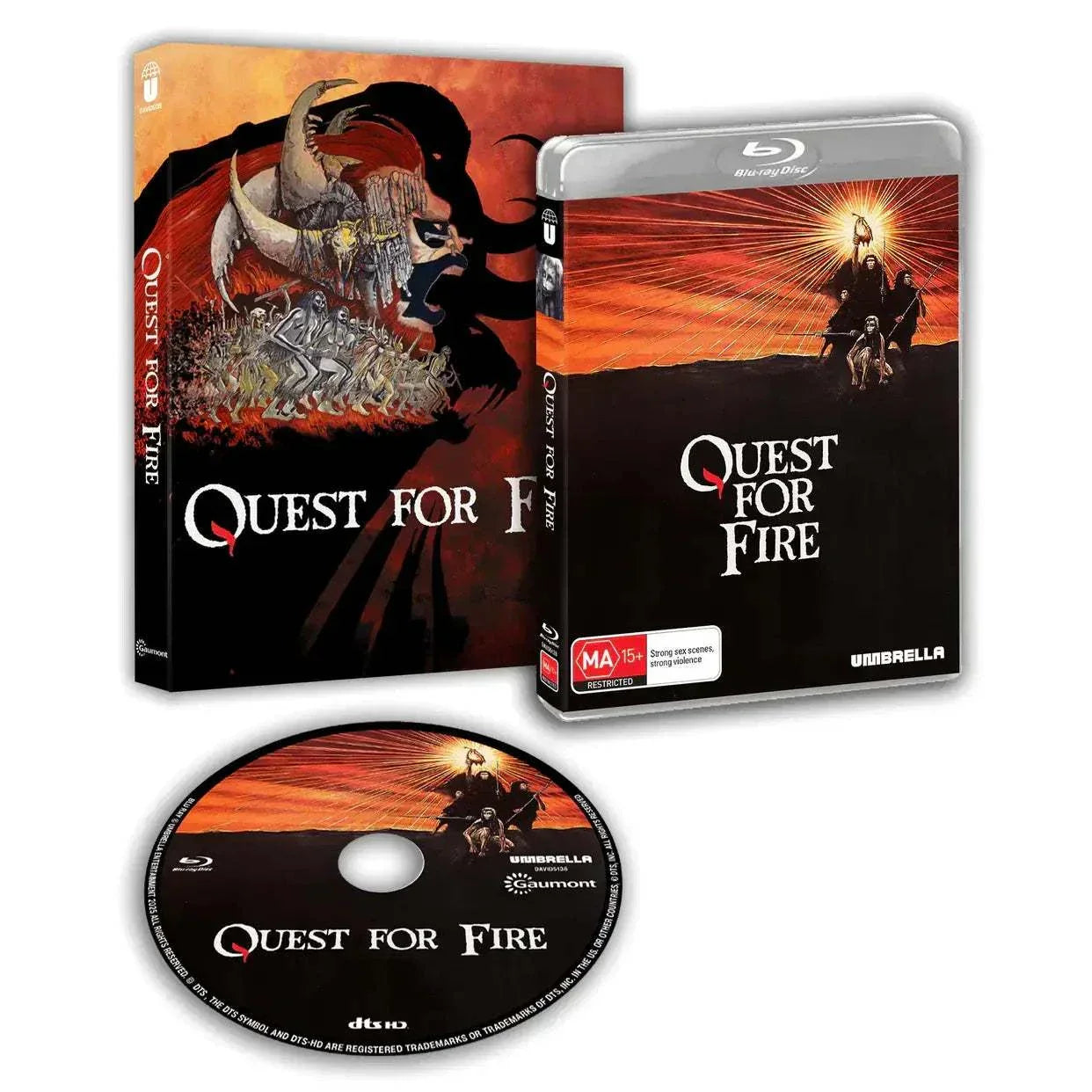 Quest For Fire 1981 Blu-ray with limited edition slipcover and disc featuring prehistoric odyssey artwork