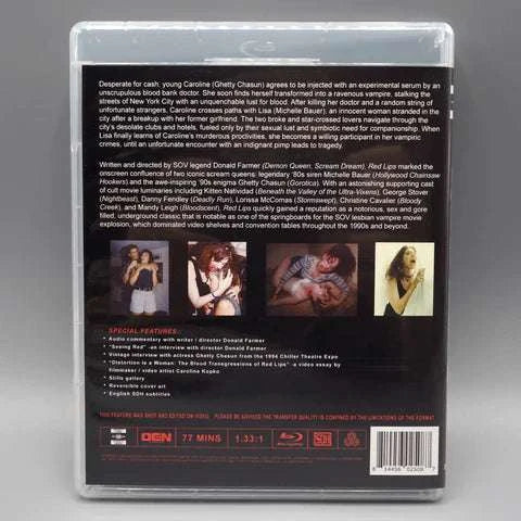 Saturn's Core Red Lips Blu-Ray with slipcover, featuring cult vampire film directed by Donald Farmer.