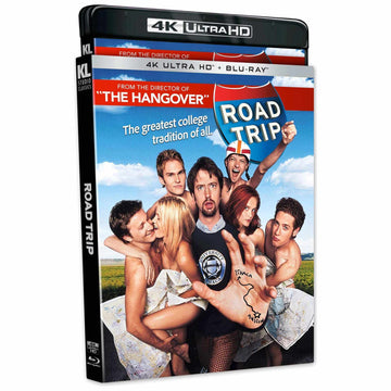 Road Trip 4K UHD Blu-Ray with Slipcover featuring comedy film cast.