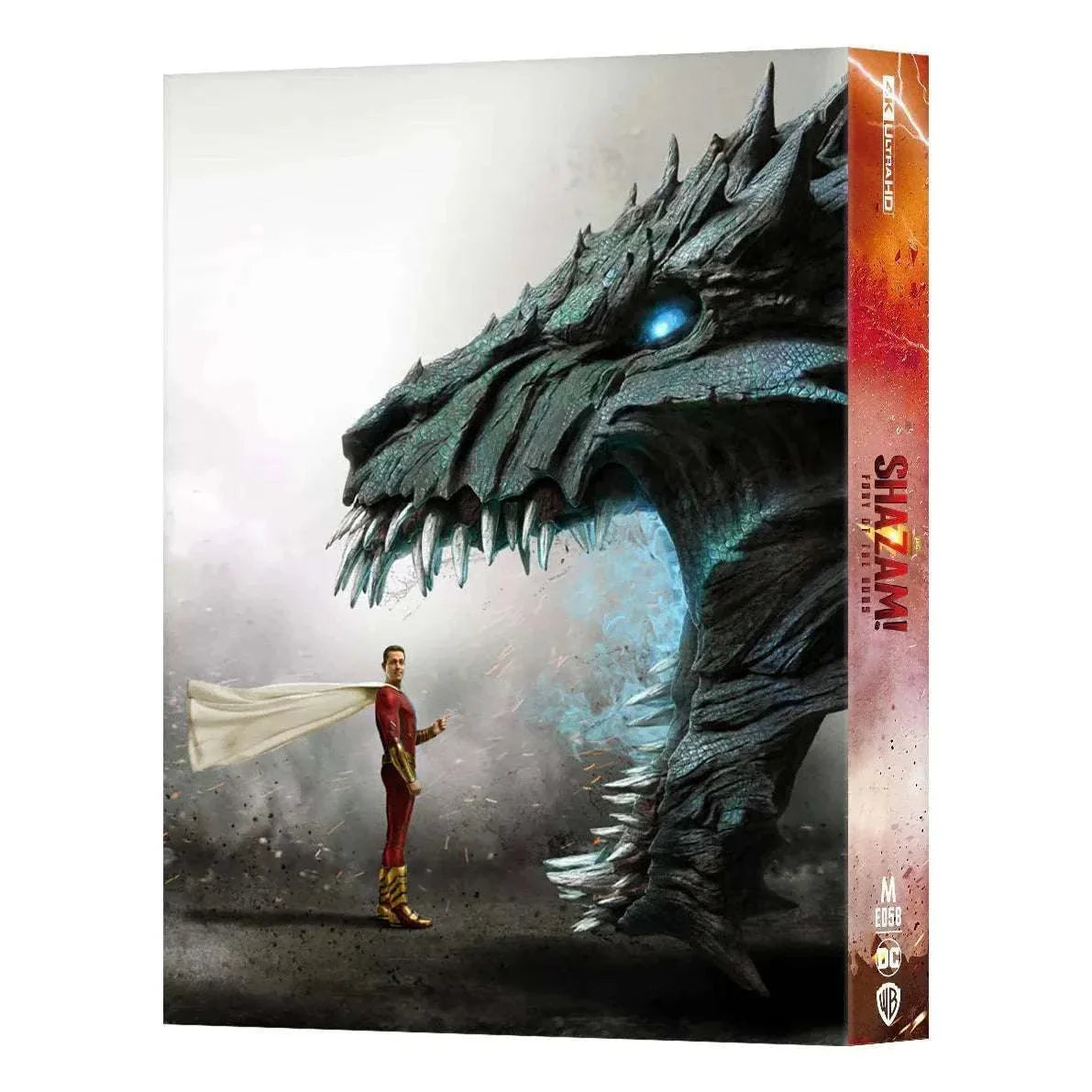 Shazam! Fury of Gods 4K UHD and Blu-Ray steelbook with lenticular full slip featuring Shazam and dragon artwork
