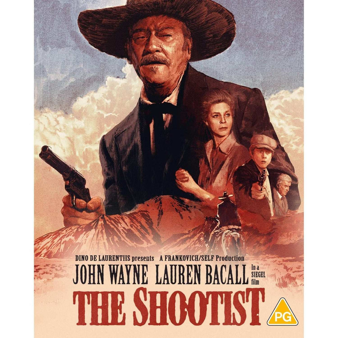 The Shootist Limited Edition Blu-ray set with slipcover, booklet, and 2K remastered western film starring John Wayne and Lauren Bacall