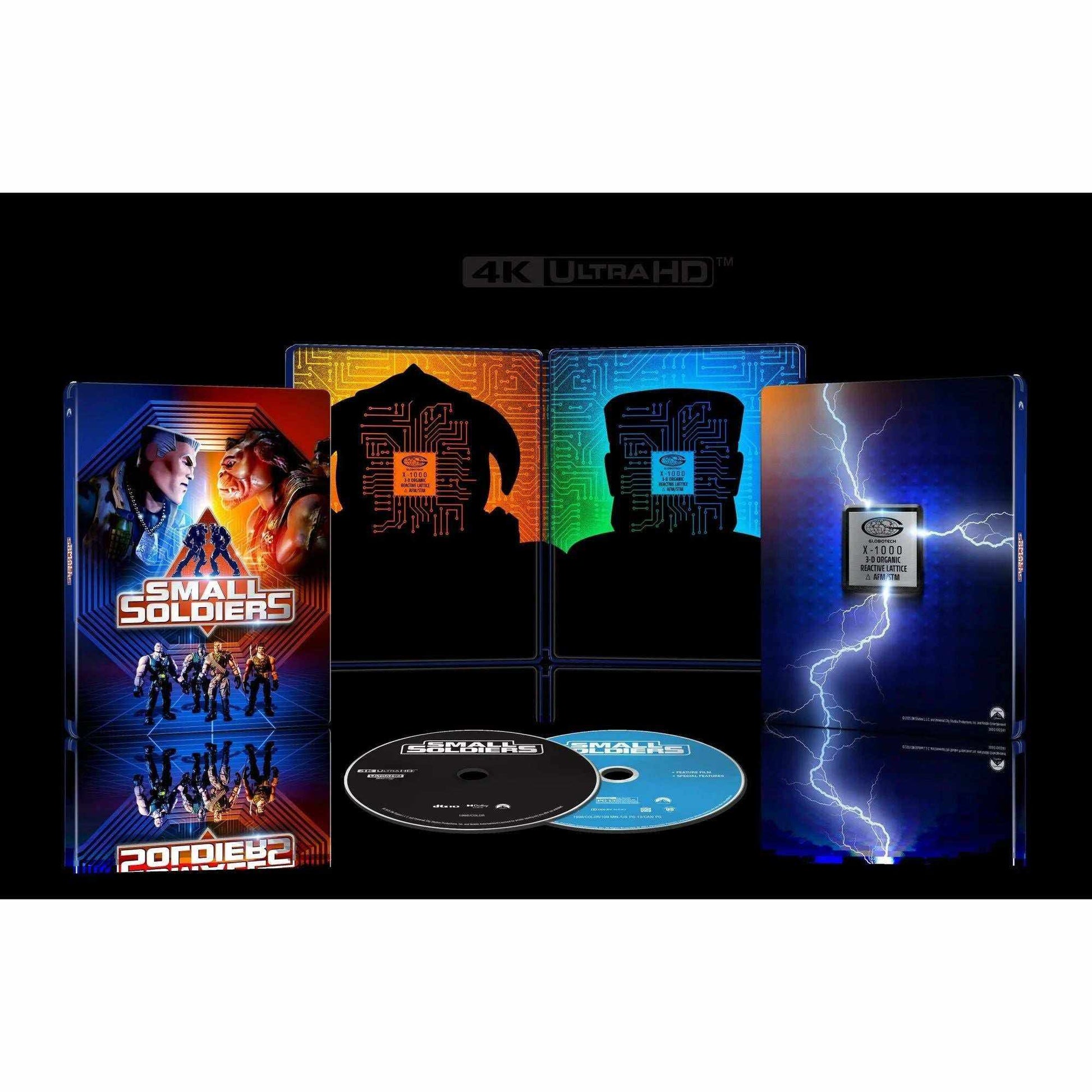 Small Soldiers 4K Ultra HD limited edition steelbook with Blu-ray, digital copy, and collectible artwork.