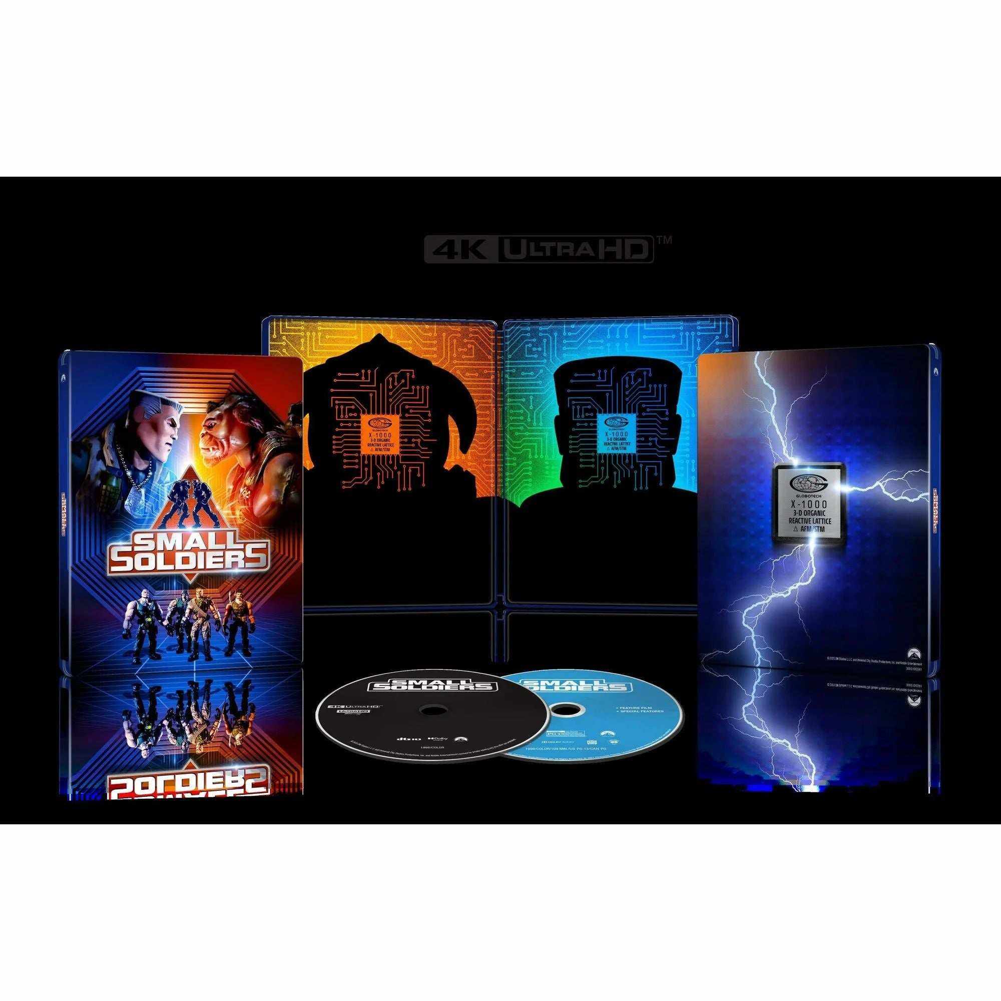 Small Soldiers 4K Ultra HD limited edition steelbook with Blu-ray, digital copy, and collectible artwork.