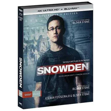 Snowden Collector's Edition 4K UHD and Blu-Ray set with limited edition slipcover featuring Oliver Stone's political thriller.