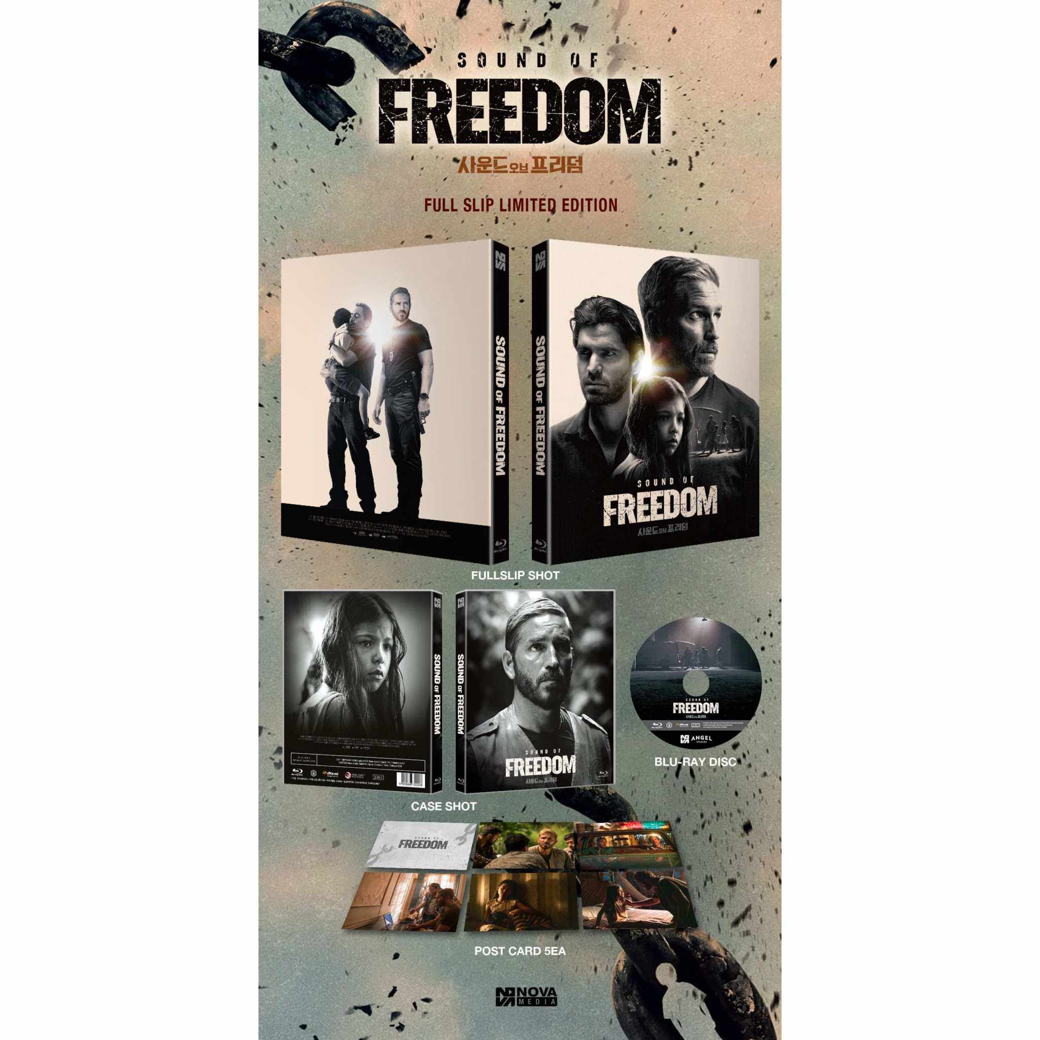 Sound of Freedom Blu-Ray Limited Edition with full slip cover and postcards displayed.