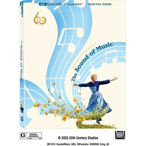 The Sound of Music 60th Anniversary Edition 4K UHD and Blu-ray with slipcover, collectible cards, and restored classic movie packaging
