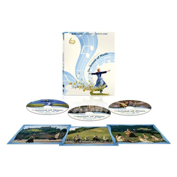 The Sound of Music 60th Anniversary Edition 4K UHD and Blu-ray with slipcover, collectible cards, and restored classic movie packaging