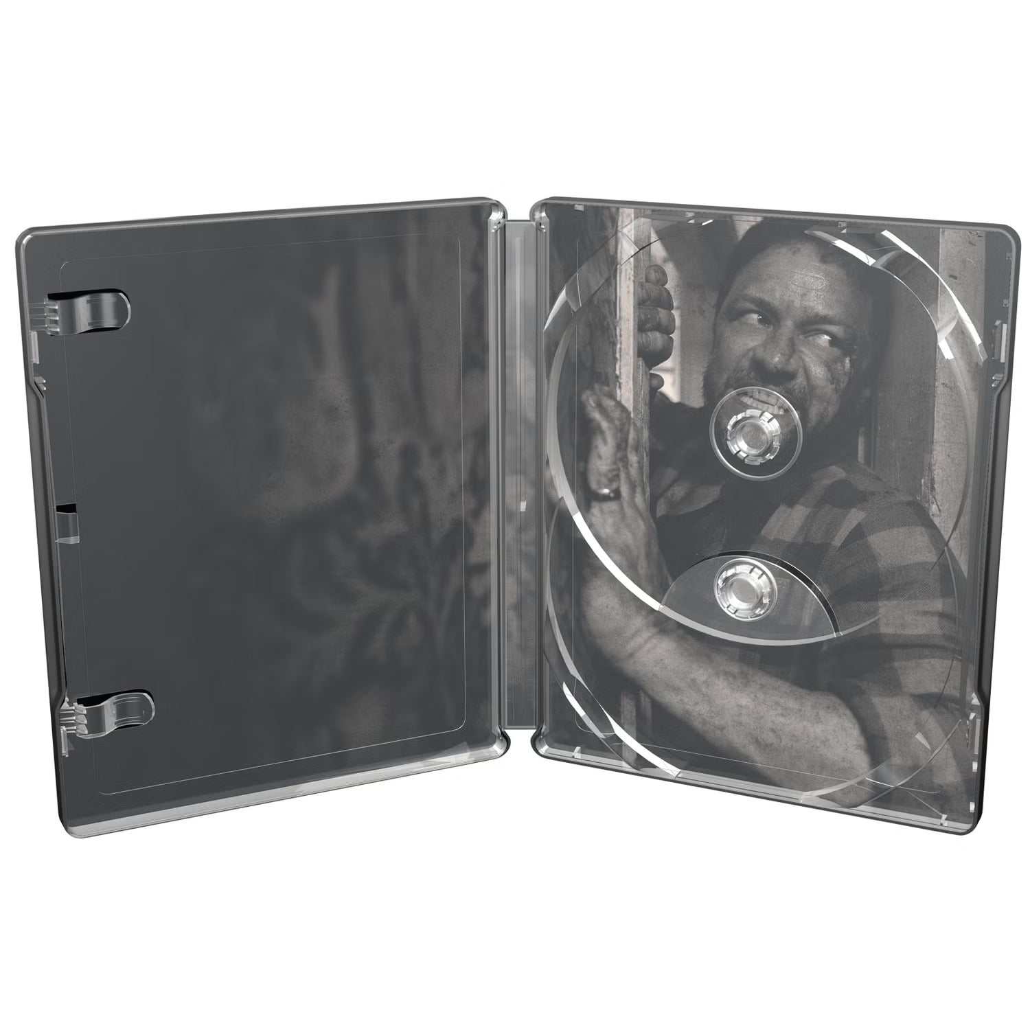 PRE-ORDER: Speak No Evil 2024 Limited Edition UK Steelbook 4K Ultra HD + Blu-Ray open case showing black and white image inside