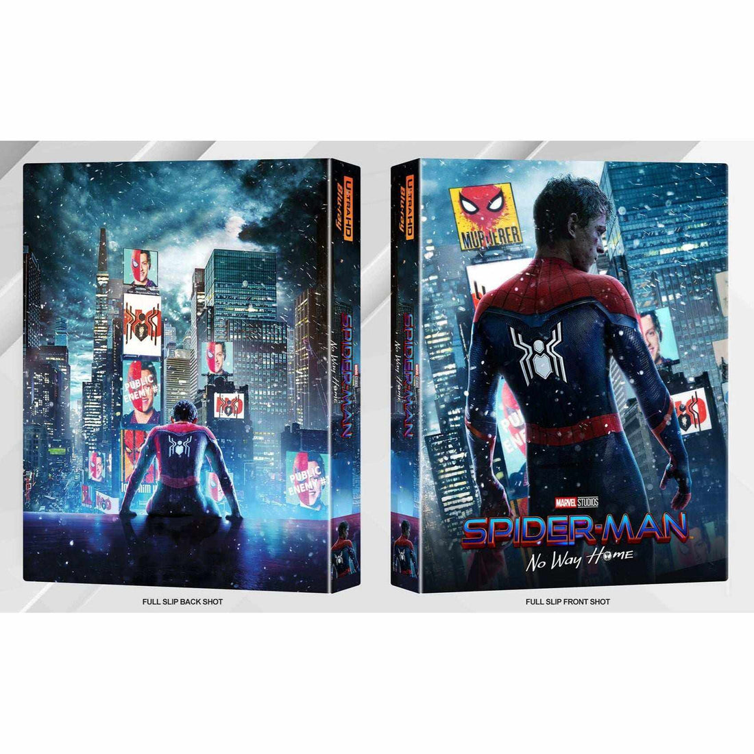 Spider-Man: No Way Home A2 Full Slip 4K UHD and Blu-Ray Steelbook Limited Edition with cityscape cover and Spider-Man suit design