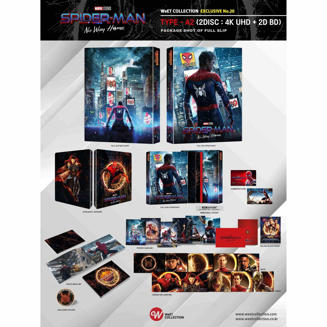 Spider-Man: No Way Home A2 Full Slip 4K UHD and Blu-Ray Steelbook Limited Edition with cityscape cover and Spider-Man suit design