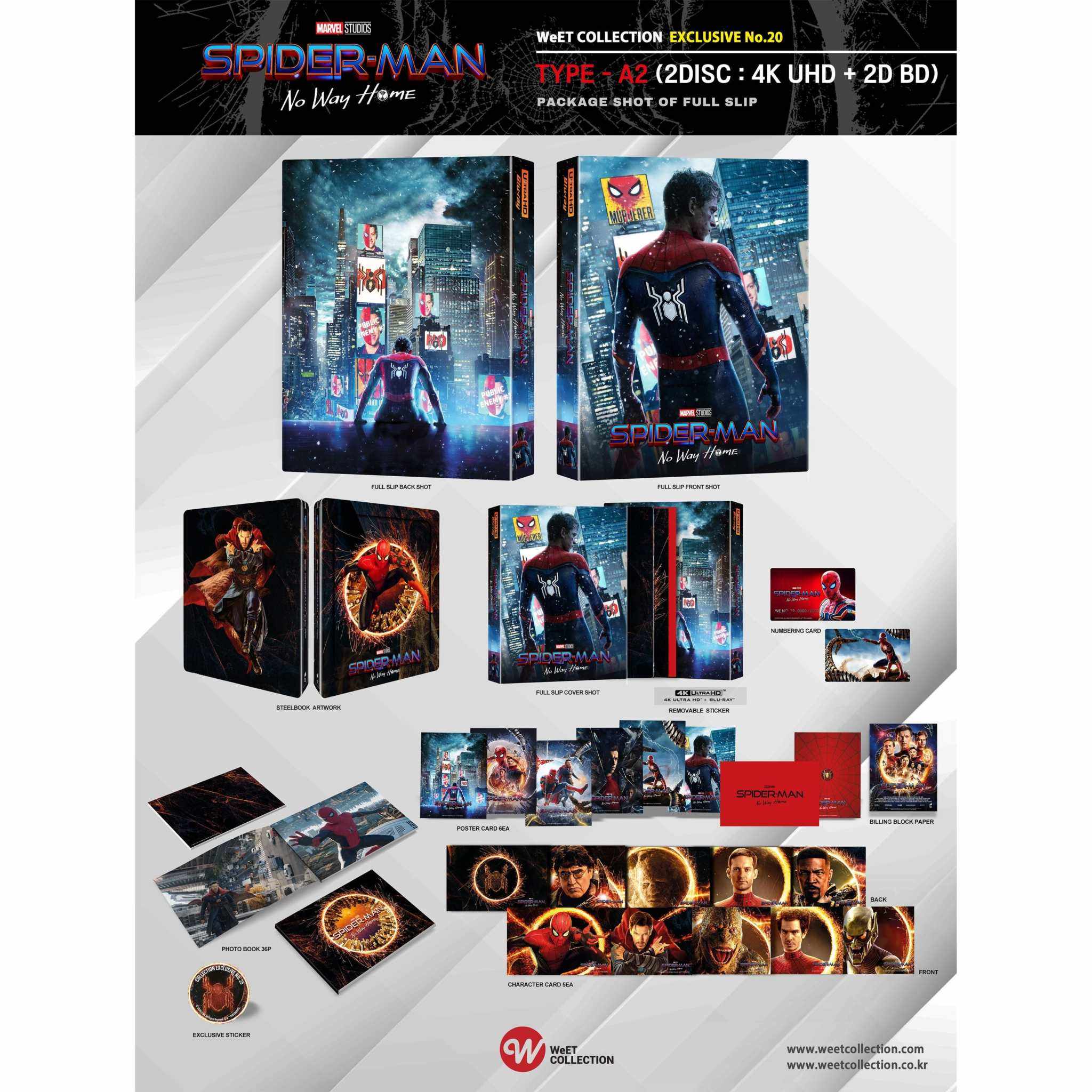 Spider-Man: No Way Home A2 Full Slip 4K UHD and Blu-Ray Steelbook limited edition with exclusive artwork and collectibles