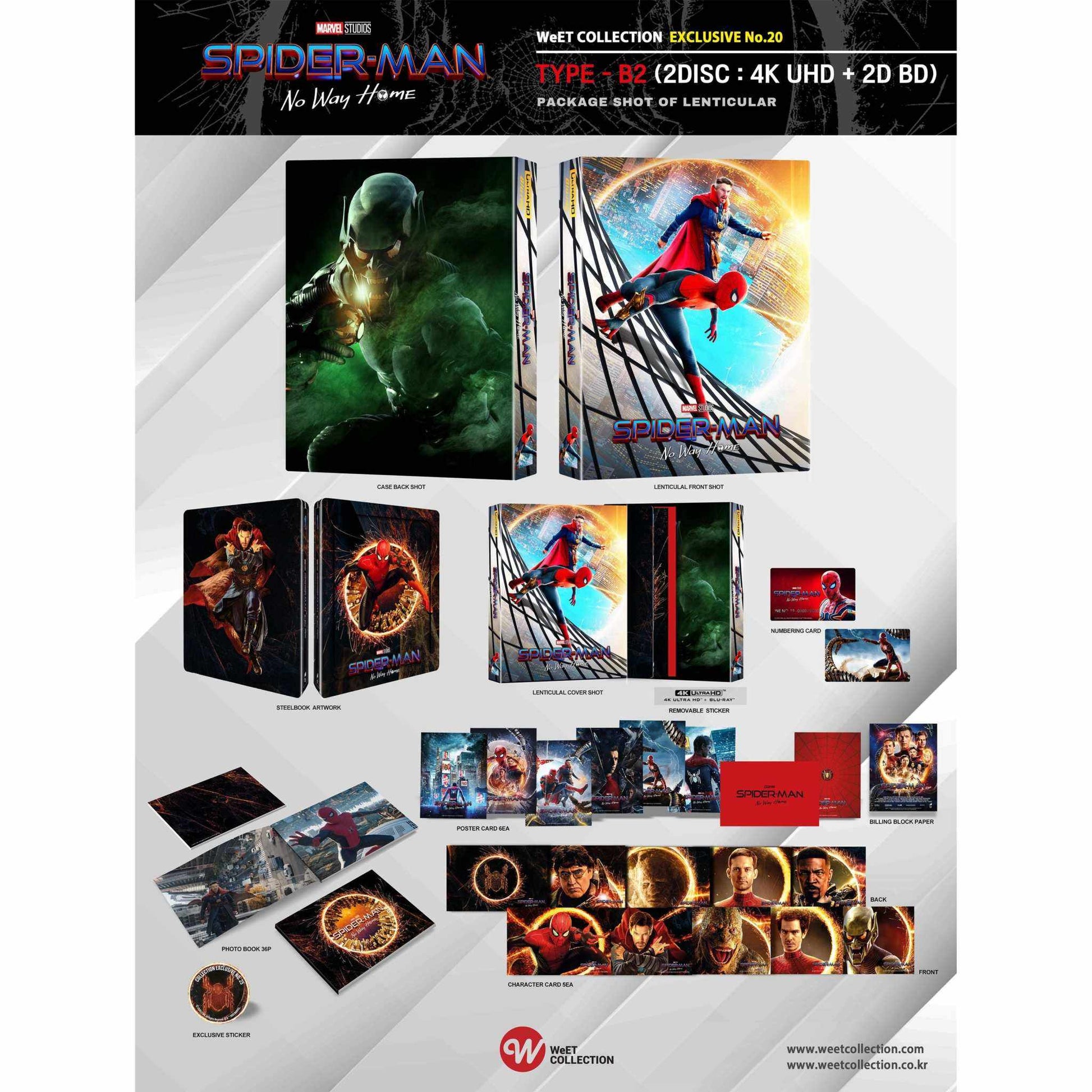 Spider-Man: No Way Home B2 Lenticular Full Slip 4K UHD and Blu-Ray Steelbook limited edition with exclusive artwork and collectible inserts.