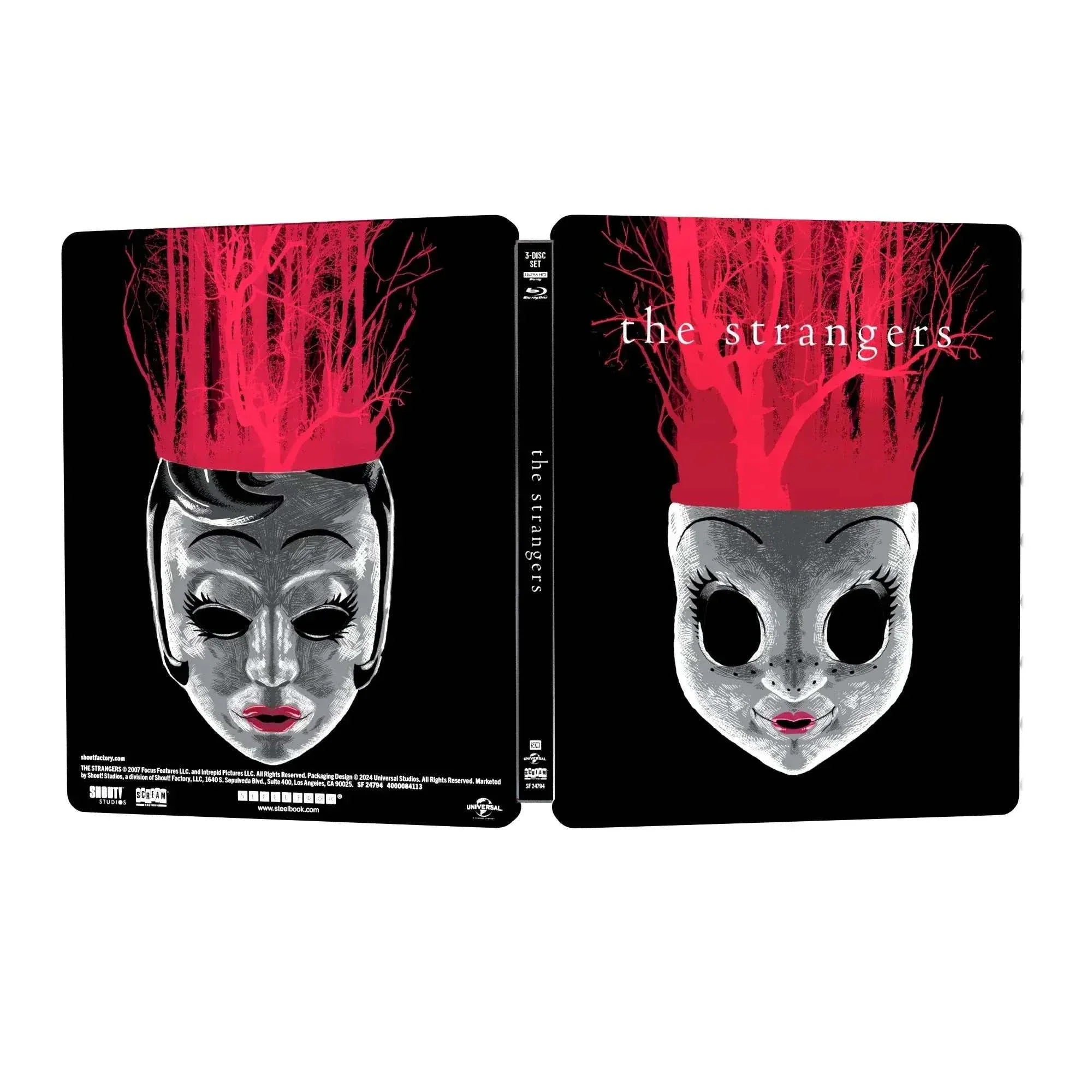 The Strangers 4K UHD limited edition steelbook with eerie doll mask and red tree design cover