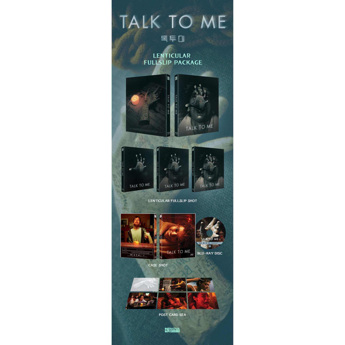 Talk to Me Blu-Ray numbered limited edition lenticular full slipcase with horror movie cover art of a hand covering a person's face.