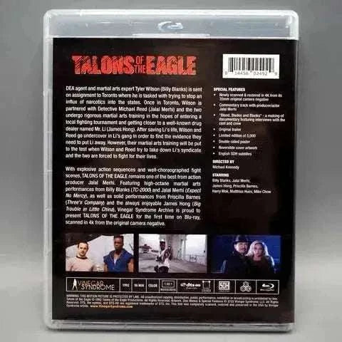 Vinegar Syndrome Archive Talons of the Eagle Blu-Ray with slipcover featuring martial arts action.