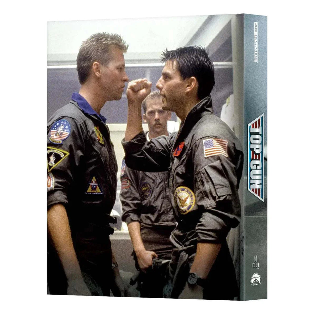 Top Gun 4K UHD and Blu-Ray Steelbook featuring Tom Cruise as Maverick in pilot gear with fighter jets in background