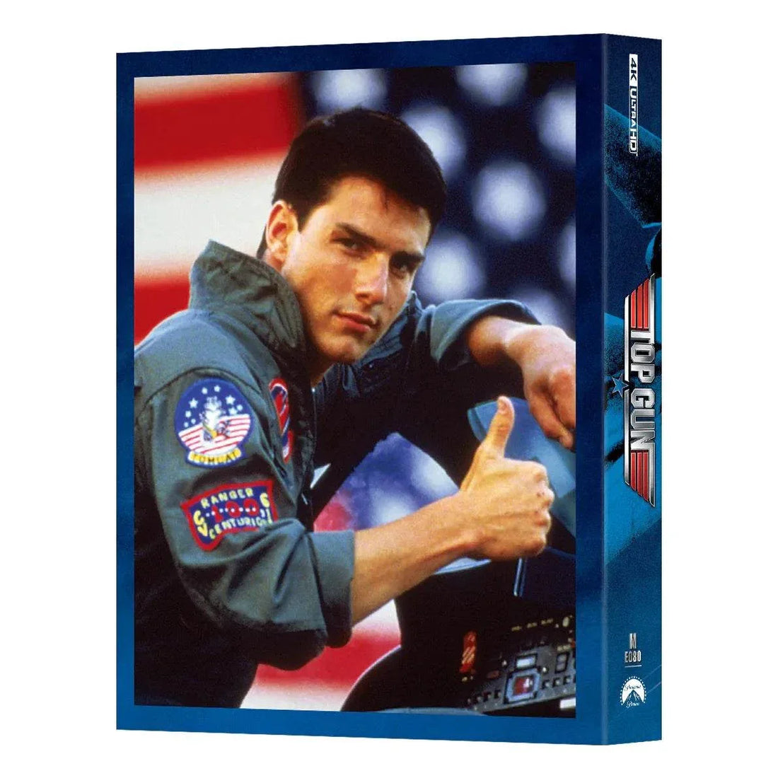 Top Gun 4K UHD and Blu-Ray steelbook full slip edition featuring Tom Cruise and Kelly McGillis on cover with exclusive glossy and embossed design