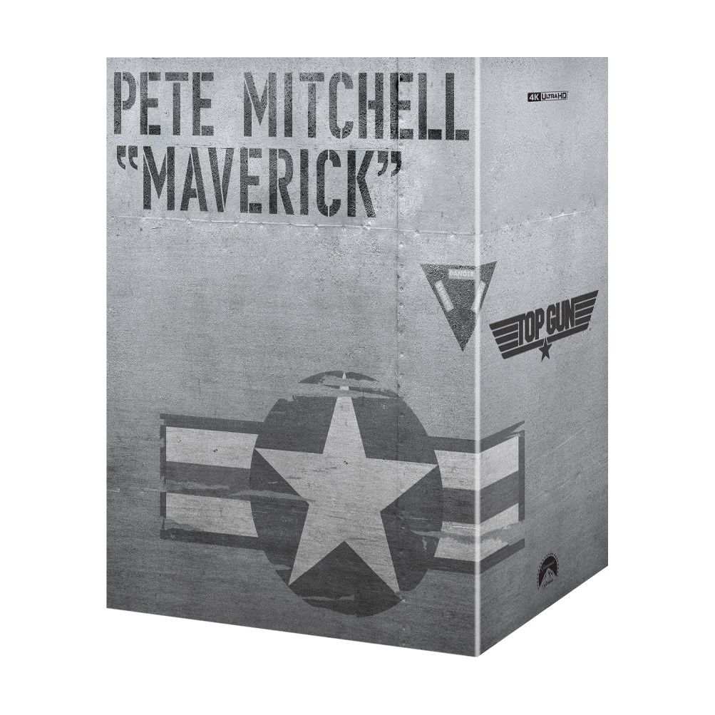 Top Gun 4K UHD and Blu-Ray Steelbook edition featuring Pete Mitchell Maverick design with exclusive protective packaging