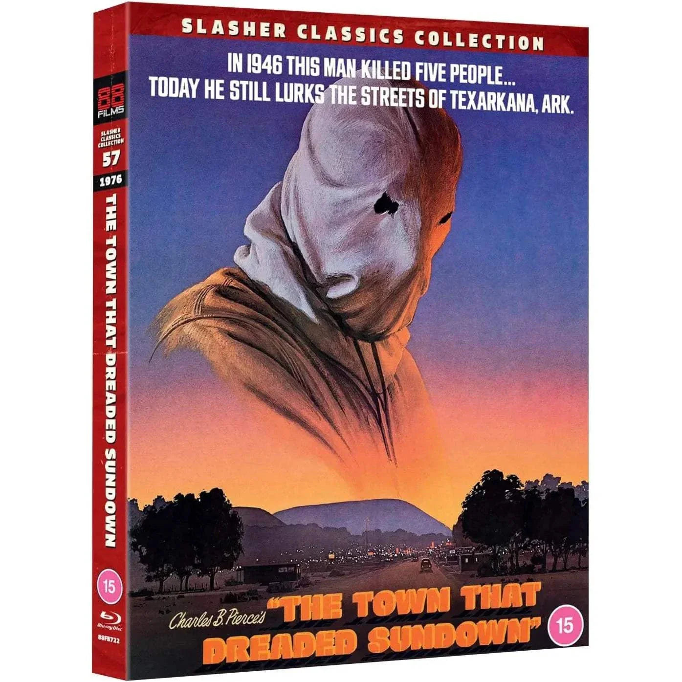 Pre-order The Town That Dreaded Sundown Blu-Ray with slipcover featuring a sack-hooded killer and Texarkana setting