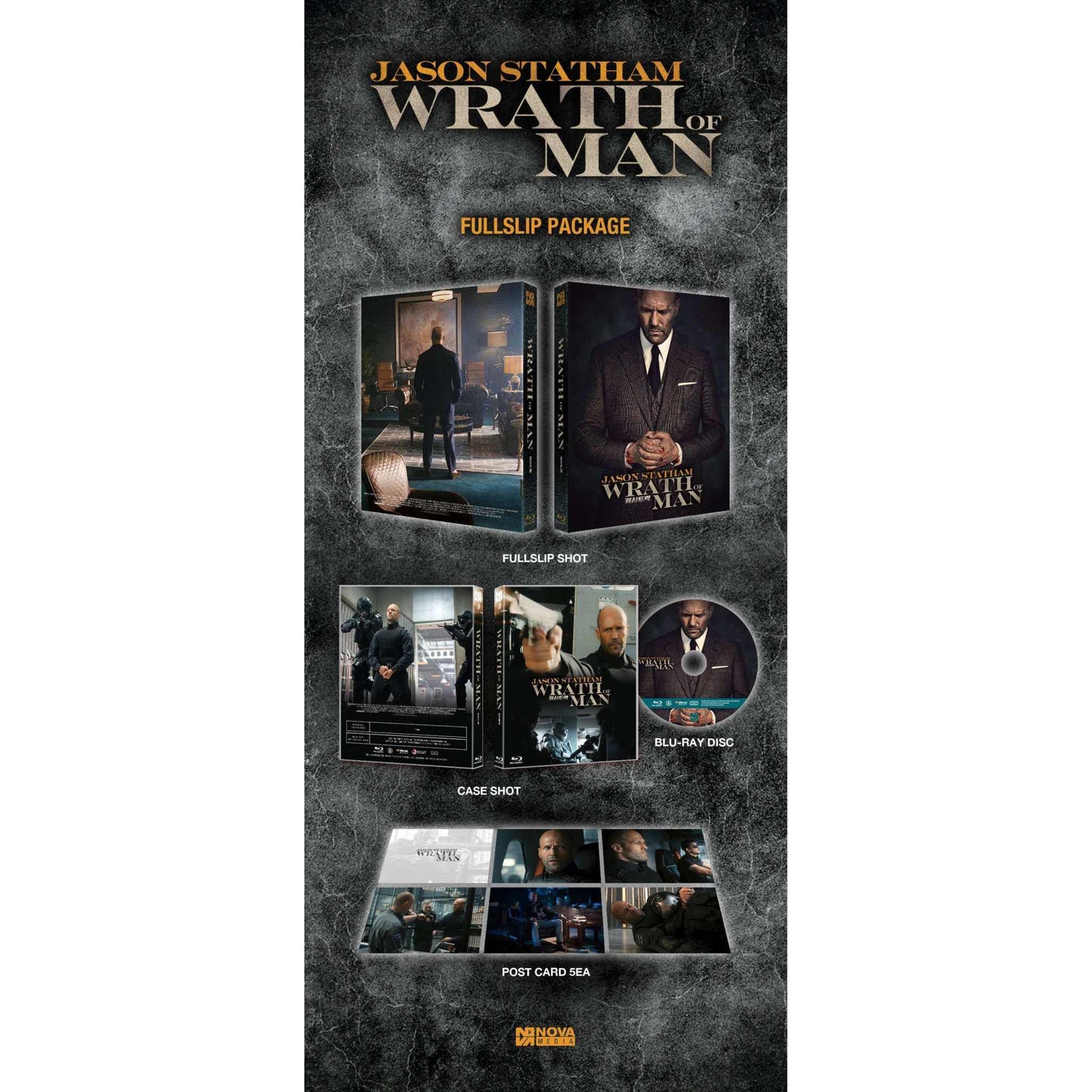 Wrath of Man Blu-Ray Limited Edition Full Slip with Postcards by Nova Media featuring Jason Statham.