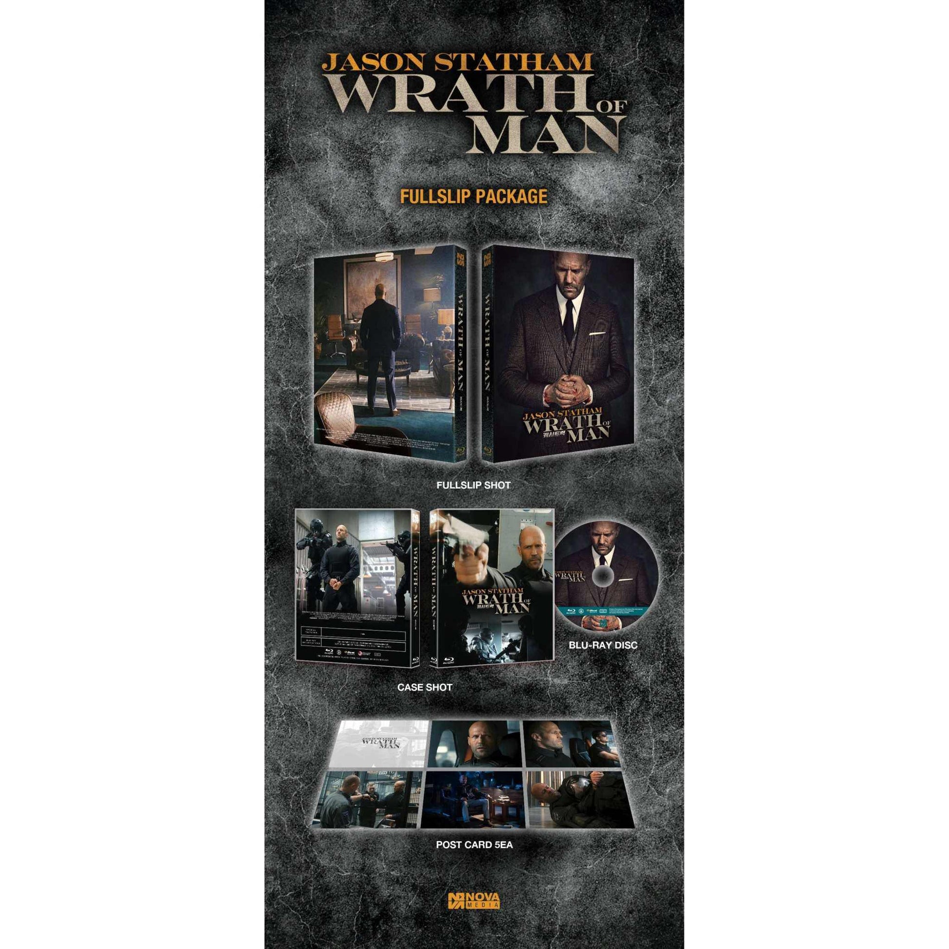 Wrath of Man Blu-Ray Limited Edition Full Slip with Postcards by Nova Media featuring Jason Statham.