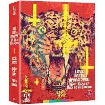 Limited Edition 4K Ultra HD Box Set of "Love Death and Apocalypse" by Alex De La Iglesia with vibrant, artistic cover design.